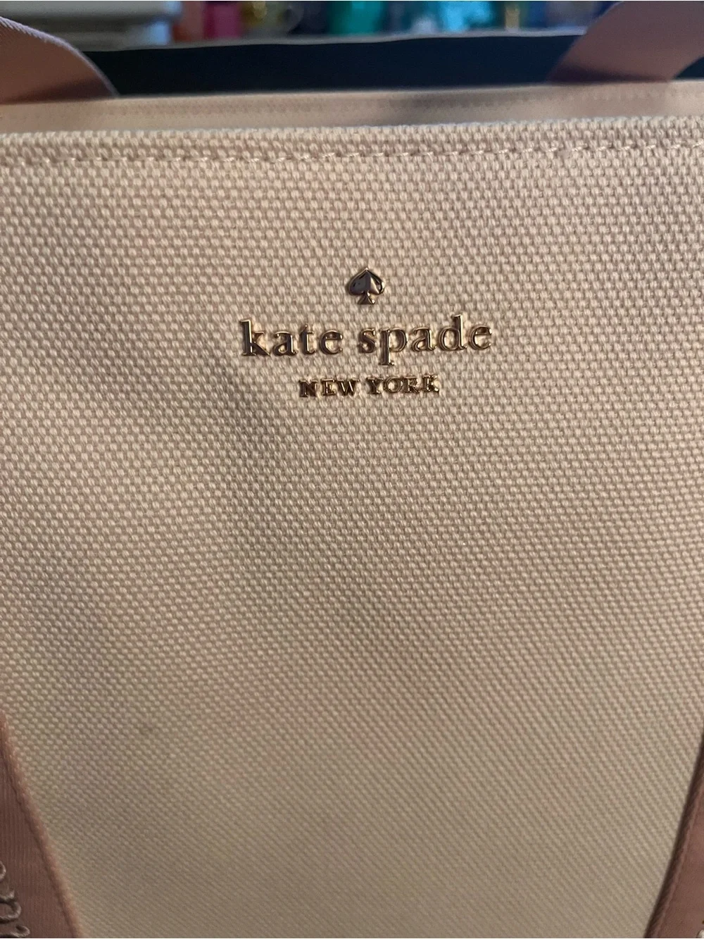 kate spade large kip tote in rose smoke multi pink/canvas